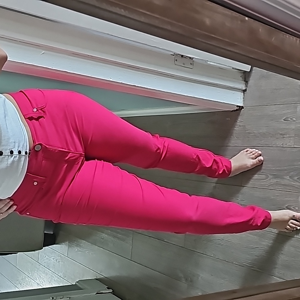 Karen Kane Raspberry Colored Hig Rise Skinny Jeans - Picture 7 of 8